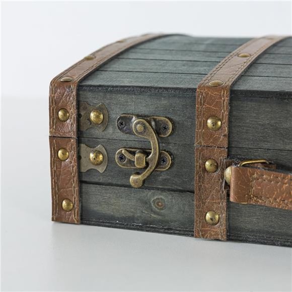 Vintage Decorative Wooden Storage Chest: Antique Wood Suitcase Trunk - Picture 6 of 7